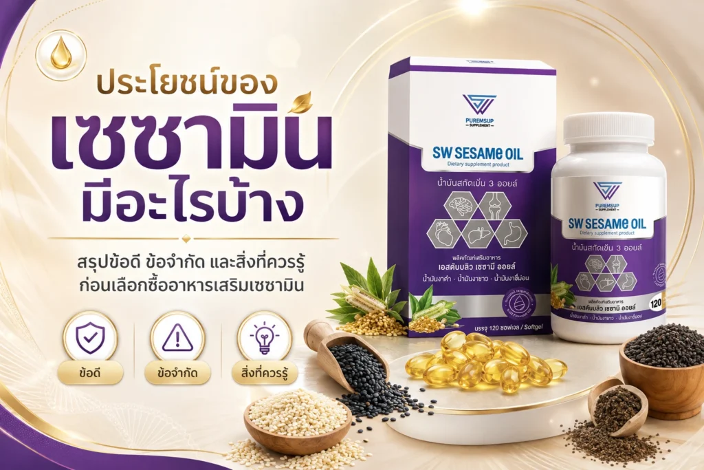 ประโยชน์ของเซซามินมีอะไรบ้าง สรุปข้อดี ข้อจำกัด และสิ่งที่ควรรู้ก่อนเลือกซื้ออาหารเสริมเซซามิน