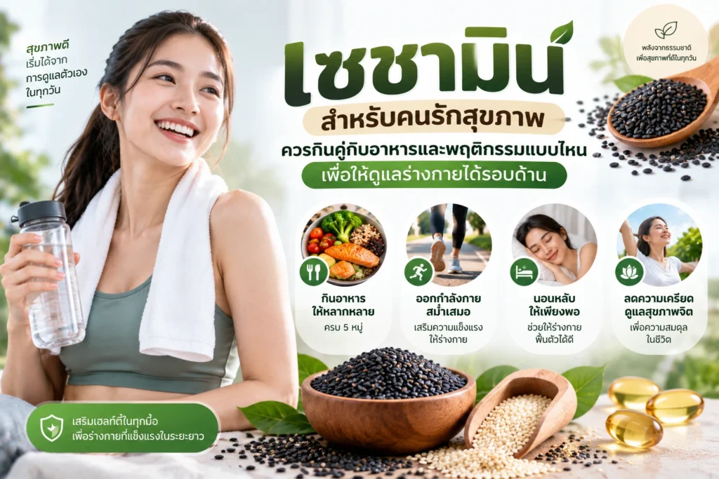 เซซามินสำหรับคนรักสุขภาพ ควรกินคู่กับอาหารและพฤติกรรมแบบไหนเพื่อให้ดูแลร่างกายได้รอบด้าน
